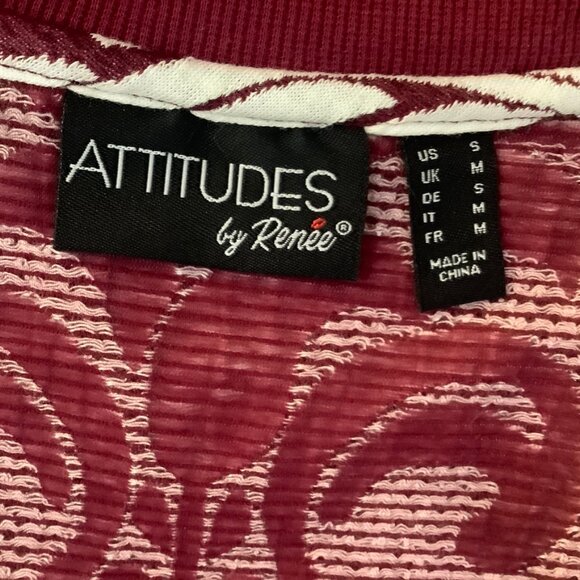 ** Blazer / Jacket Attitudes by Renee Small Wine color / White Zipper Closure - Picture 7 of 8